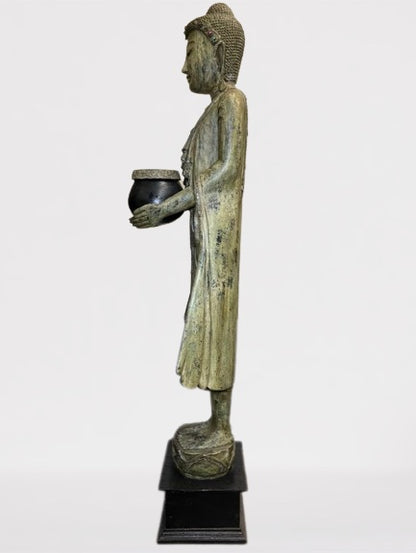 Wood Standing Buddha with Offering Bowl 69"