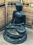 Brass Large Earth Touching Buddha 39" - Routes Gallery