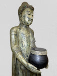 Wood Standing Buddha with Offering Bowl 69"