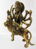 Brass Durga Hindu Goddess Statue on Lion 6"