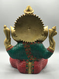 Brass Seated Ganesh with Stonework 12"