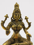 Brass Lakshmi Hindu Wealth Goddess Statue 8"