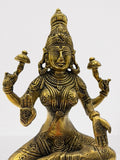 Brass Lakshmi Hindu Wealth Goddess Statue 8"