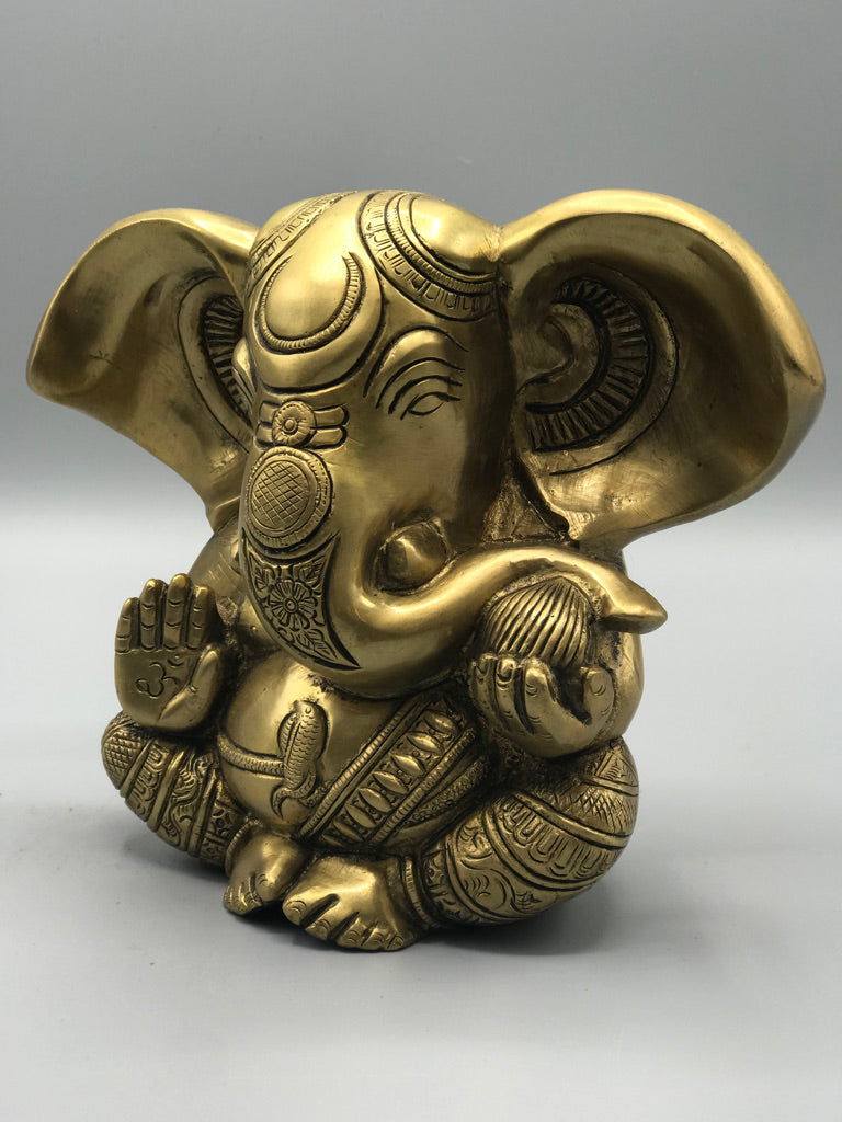Brass Seated Ganesh Statue 5.5"