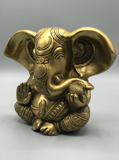 Brass Seated Ganesh Statue 5.5"