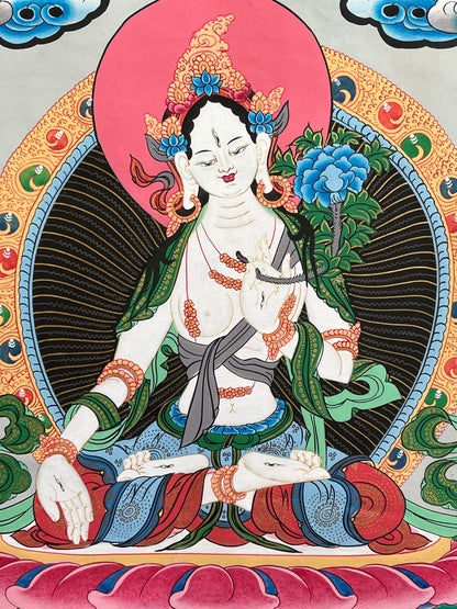 White Tara Thangka Painting