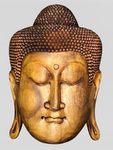 Wood Buddha Face Mask Wall Hanging 20"