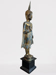 Wood Standing Thai Buddha Statue 43"