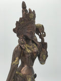 Brass Standing Goddess Tara Statue 12"