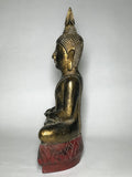 Wood Meditating Lanna Thai Buddha Statue 18" - Routes Gallery