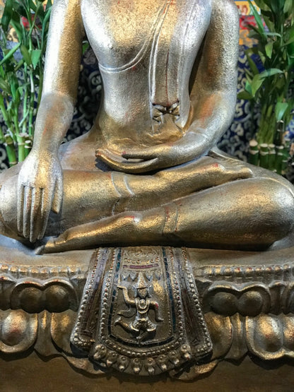 Wood Sukhothai Earth Witness Buddha Statue 40" - Routes Gallery