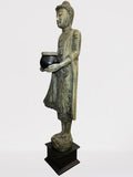 Wood Standing Buddha with Offering Bowl 69"