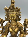 Brass Green Tara Statue 8.5"