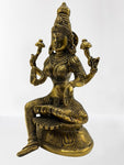 Brass Lakshmi Hindu Wealth Goddess Statue 8"