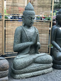 Seated Stone Namaste Buddha Statue 41"