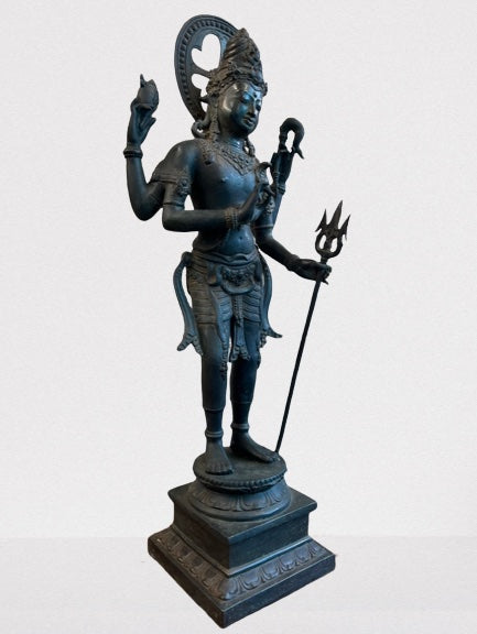 Standing Brass Shiva Statue Holding Trident 23"