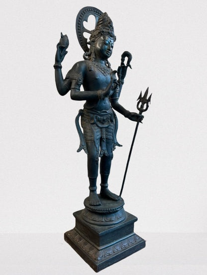 Standing Brass Shiva Statue Holding Trident 23"