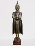 Wood Standing Buddha with Offering Bowl 53"