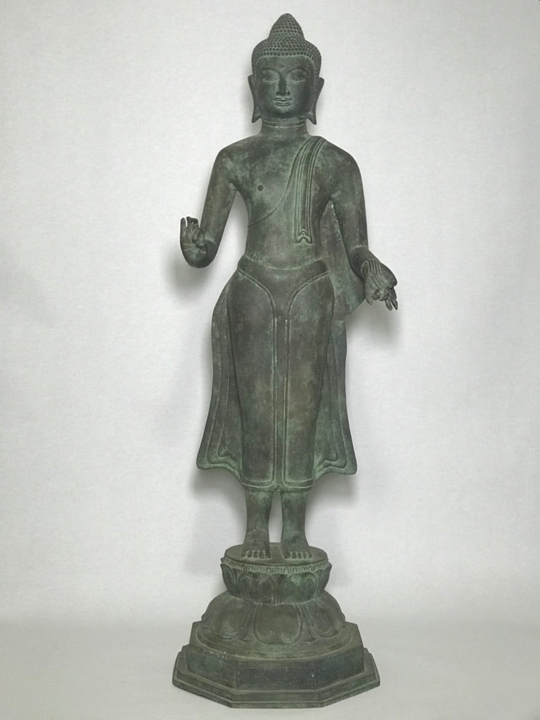 Brass Standing Teaching Buddha Statue 36" - Routes Gallery