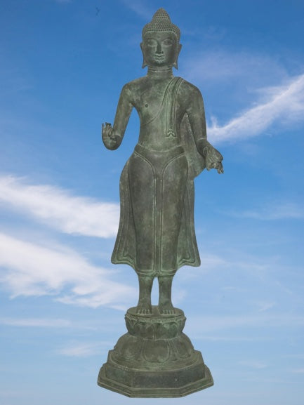 Brass Standing Teaching Buddha Statue 36" - Routes Gallery