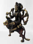 Brass Durga Statue  Seated on Lion 6.5"