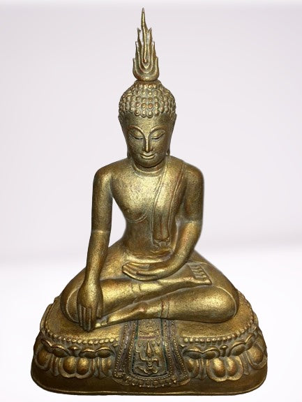 Wood Thai Earth Witness Buddha Statue 40"