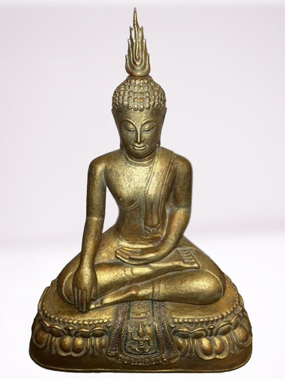 Wood Thai Earth Witness Buddha Statue 40"