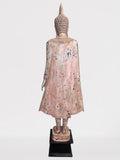 Wood Standing Thai Buddha Statue 73"