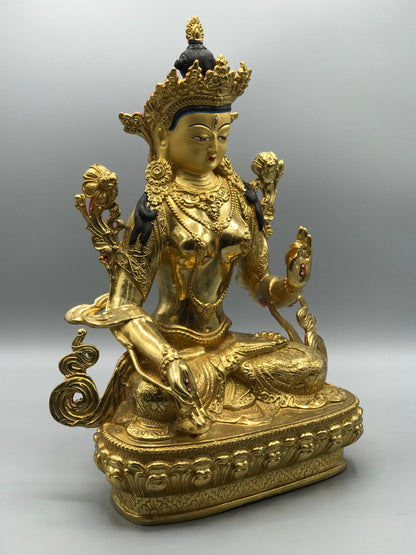 Brass White Tara Statue 12"