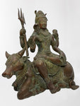 Brass Abhaya Shiva Seated on Nandi Statue 17"