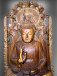 Wood Buddha Sculpture in Vitarka Mudra 45"