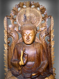 Wood Buddha Sculpture in Vitarka Mudra 45"