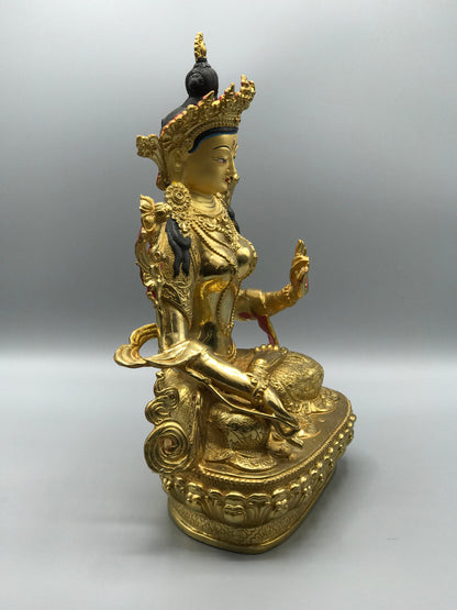 Brass White Tara Statue 12"