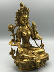 Brass Green Tara Statue 8.5"