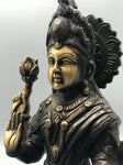 Brass Lakshmi Statue Hindu Wealth Goddess 10.5"