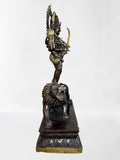 Brass Kali Standing on Lion Statue 21.5"