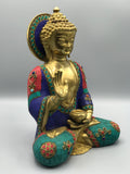 Brass Seated Buddha Statue 12"