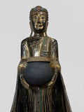 Wood Standing Buddha with Offering Bowl 69"