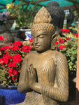 37" Stone Praying Namaste Buddha Statue