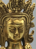 Brass Green Tara Statue 8.5"