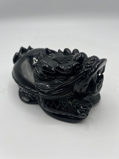 Obsidian Feng Shui Dragon Turtle 5.5"