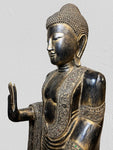 Wood Standing Abhaya Buddha Sculpture 68"