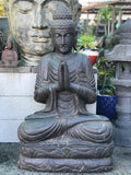 Stone Seated Namaste Buddha Statue 44"