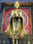 Wood Standing Monk with Alms Bowl 48" - Routes Gallery
