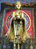 Wood Standing Monk with Alms Bowl 48" - Routes Gallery