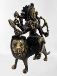 Brass Durga Statue  Seated on Lion 6.5"