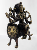 Brass Durga Statue  Seated on Lion 6.5"