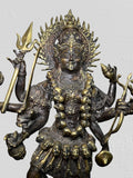 Brass Kali Standing on Lion Statue 21.5"
