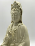 Porcelain Seated Quan Yin Holding Vase 10"
