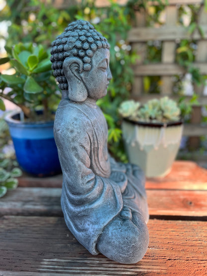 Stone Meditation Garden Buddha Statue 15"